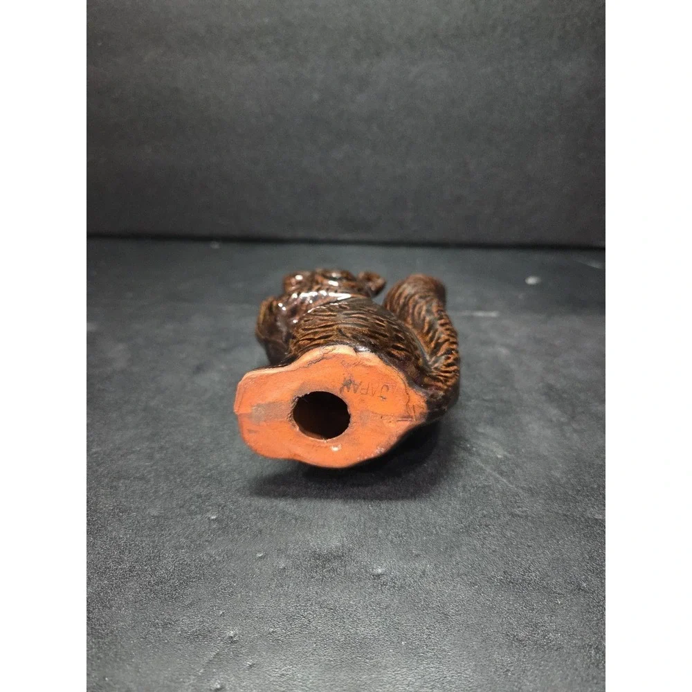 Japan‎ Bone China Acorn Squirrel Figurine, Miniature Vintage Decor, Brown Figure